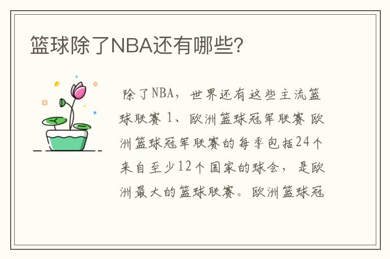 篮球除了NBA还有哪些?