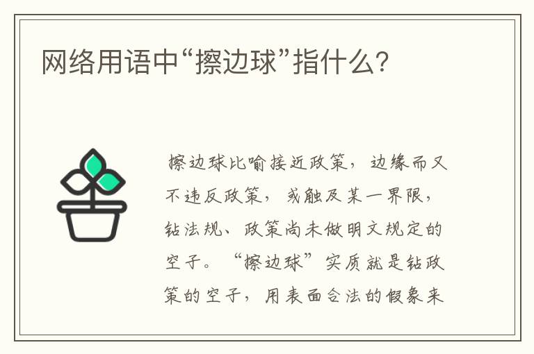 网络用语中“擦边球”指什么?