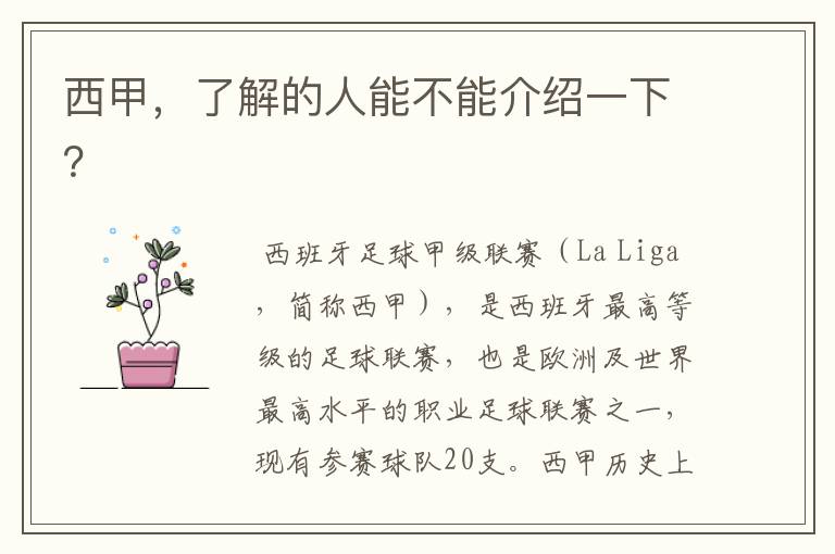 西甲,了解的人能不能介绍一下?