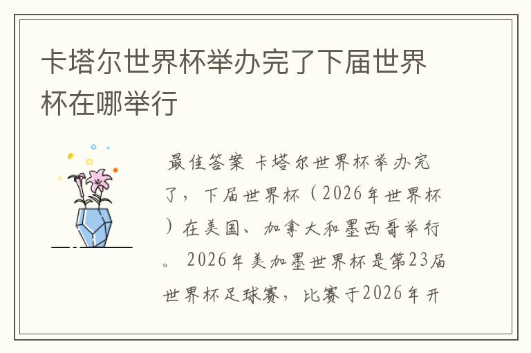 卡塔尔世界杯举办完了下届世界杯在哪举行