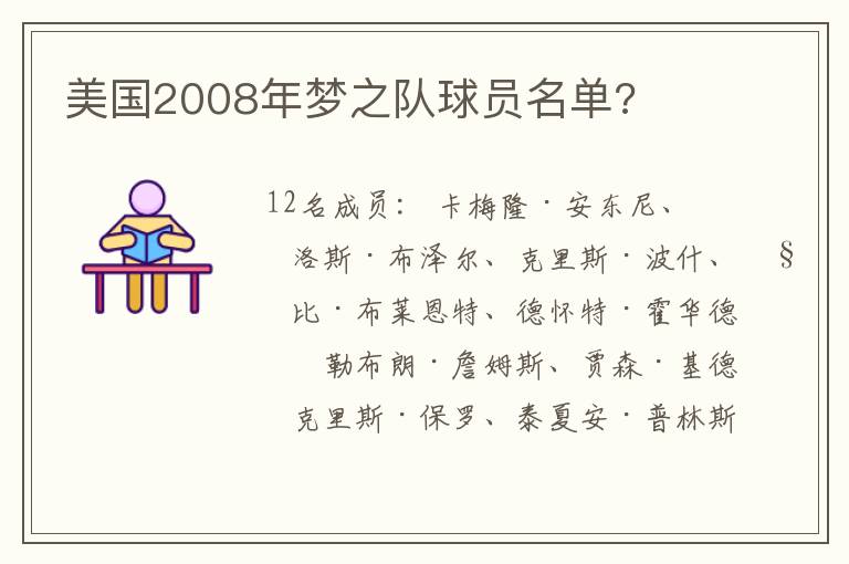美国2008年梦之队球员名单?
