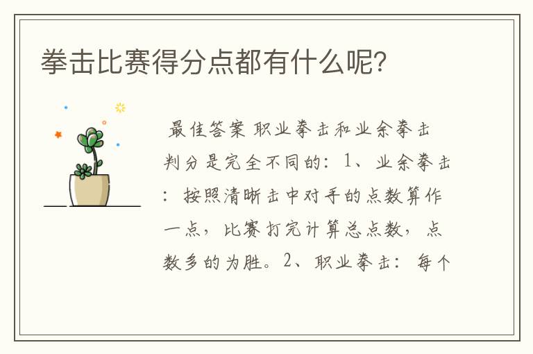 拳击比赛得分点都有什么呢?