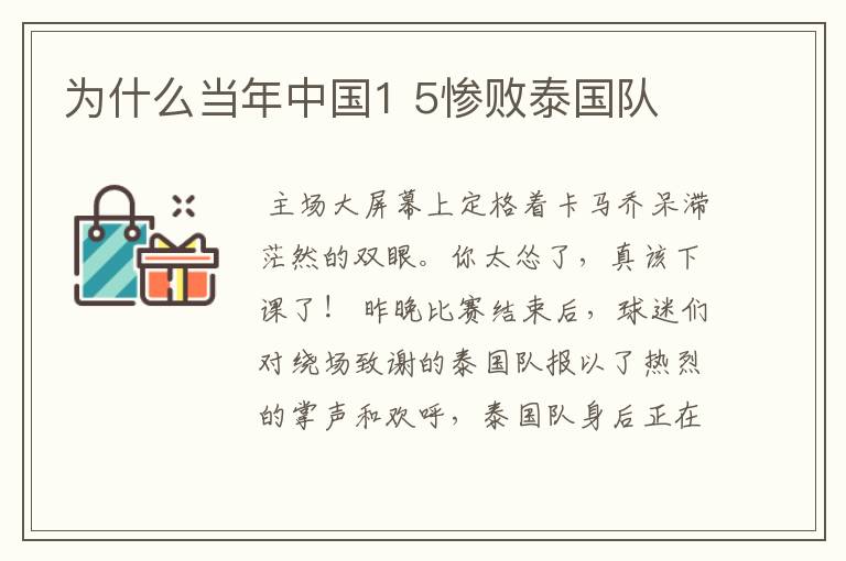 国足泰国—国足泰国球迷冲突
