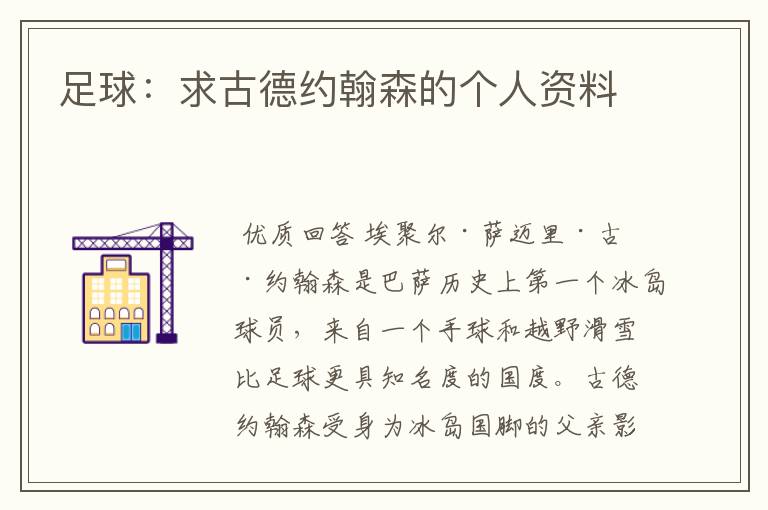 足球:求古德约翰森的个人资料