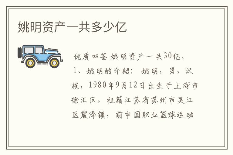 姚明资产一共多少亿
