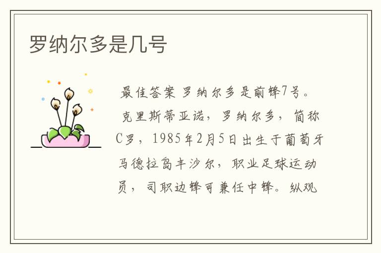 罗纳尔多是几号