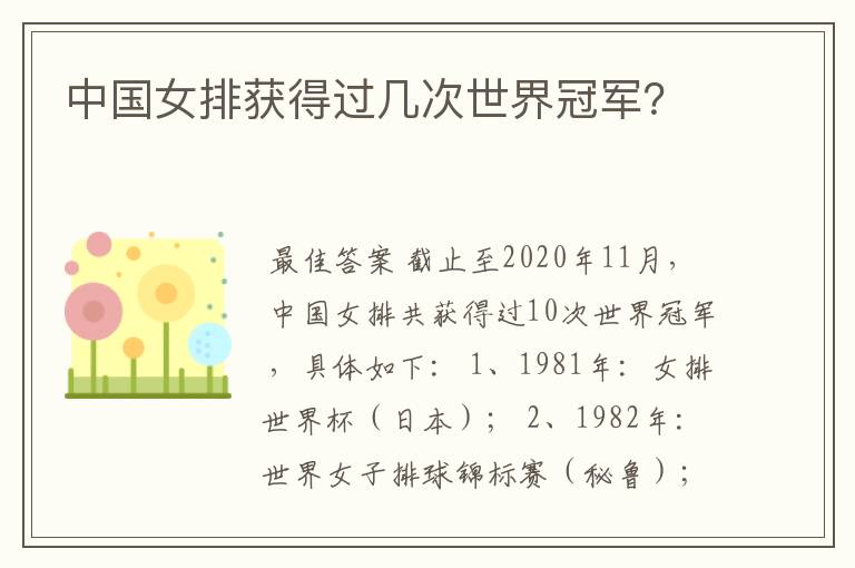 中国女排获得过几次世界冠军?