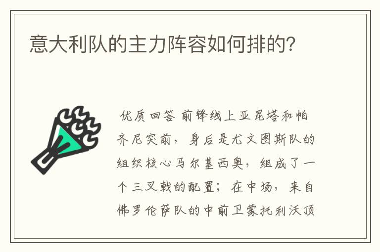 意大利队的主力阵容如何排的?
