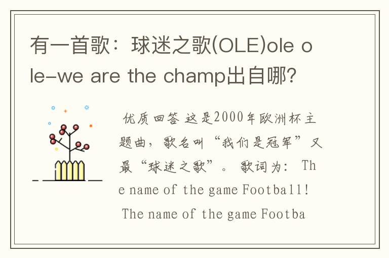 有一首歌:球迷之歌(OLE)ole ole-we are the champ出自哪?