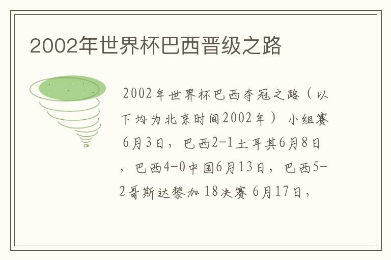 2002年世界杯巴西晋级之路