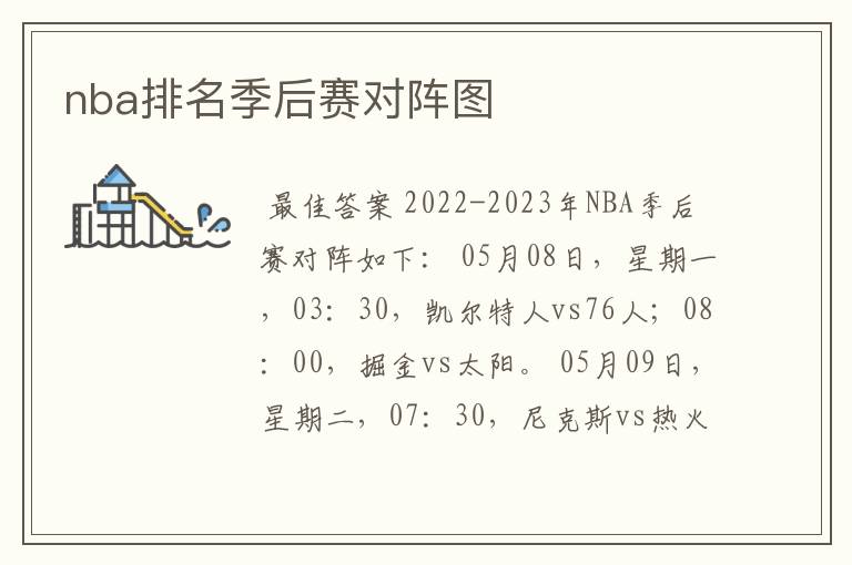 nba排名季后赛对阵图