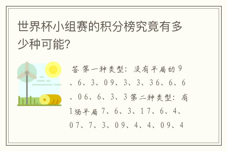 世界杯小组赛的积分榜究竟有多少种可能?