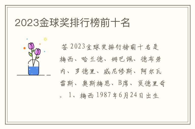 2023金球奖排行榜前十名