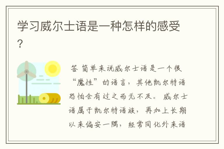 学习威尔士语是一种怎样的感受?