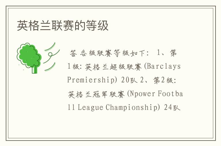 英格兰联赛的等级