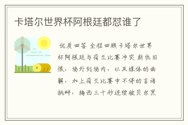 卡塔尔世界杯阿根廷都怼谁了