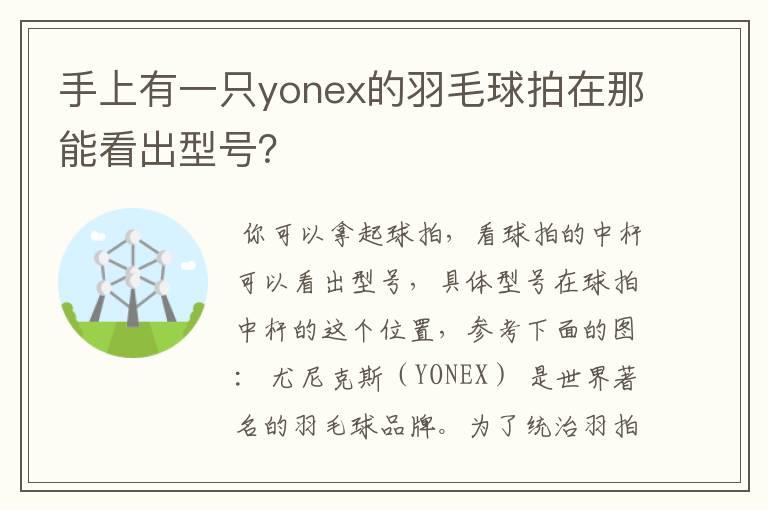 手上有一只yonex的羽毛球拍在那能看出型号?