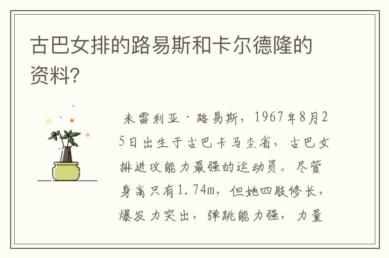 古巴女排的路易斯和卡尔德隆的资料?