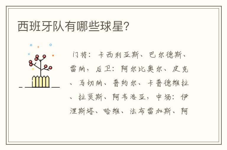 西班牙队有哪些球星?