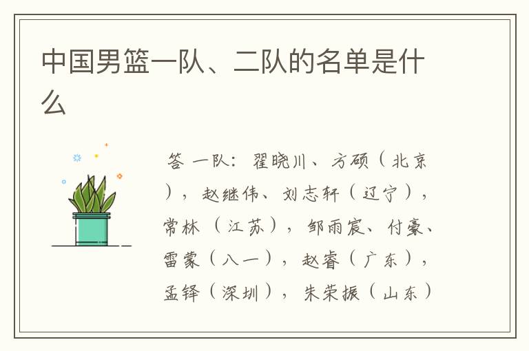 中国男篮一队、二队的名单是什么