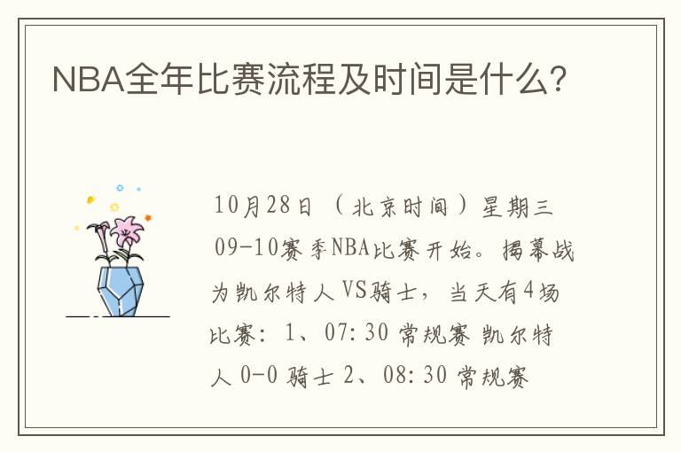 NBA全年比赛流程及时间是什么?