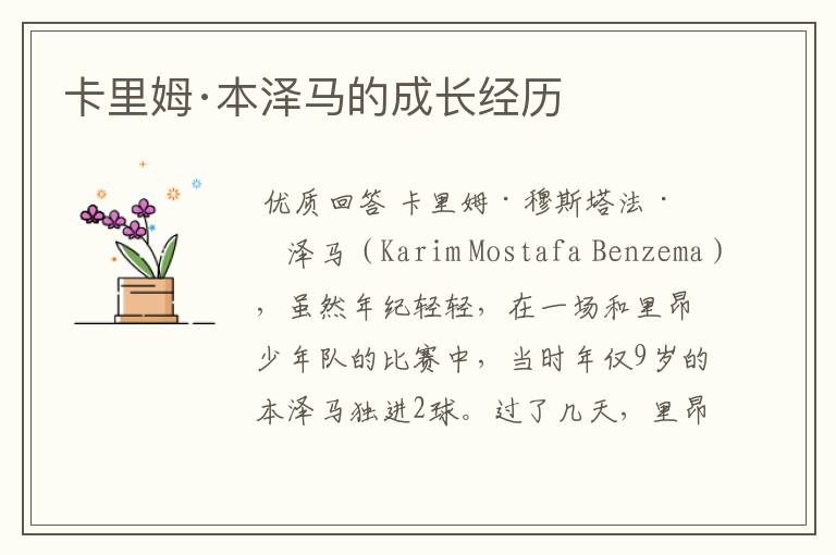 卡里姆·本泽马的成长经历