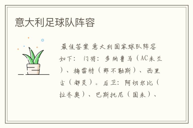 意大利足球队阵容