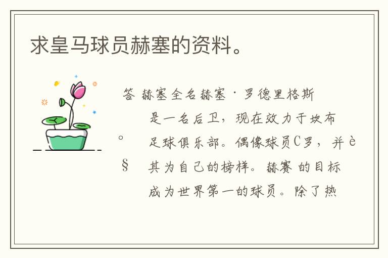 求皇马球员赫塞的资料。