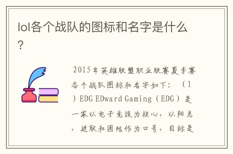 lol各个战队的图标和名字是什么?