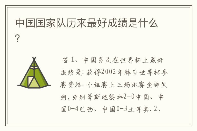 中国国家队历来最好成绩是什么?