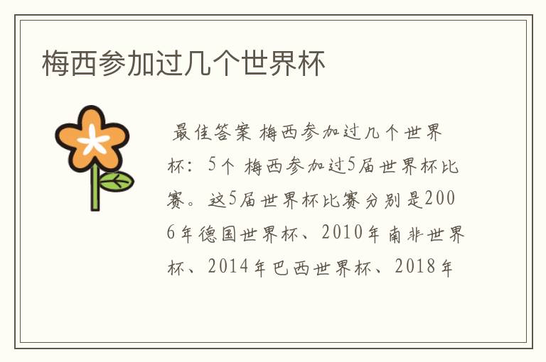 梅西参加过几个世界杯