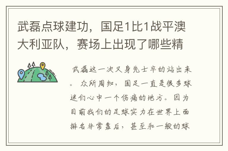 武磊点球建功,国足1比1战平澳大利亚队,赛场上出现了哪些精彩表现?