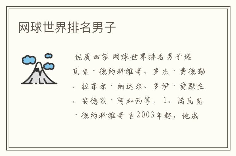 网球世界排名男子