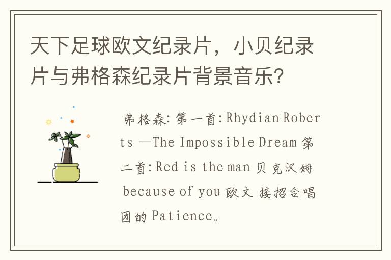 天下足球欧文纪录片,小贝纪录片与弗格森纪录片背景音乐?