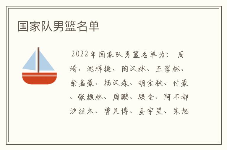 国家队男篮名单