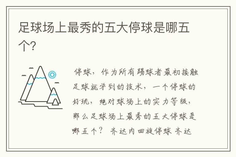 足球场上最秀的五大停球是哪五个?