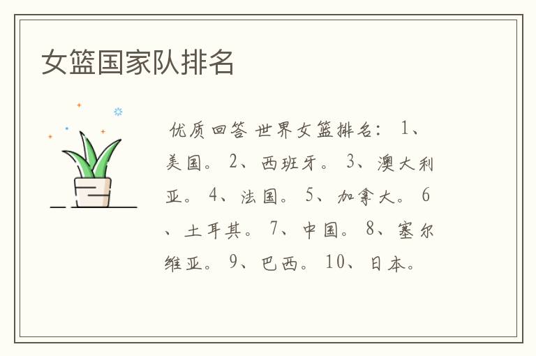 女篮国家队排名