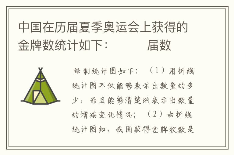 中国在历届夏季奥运会上获得的金牌数统计如下: 届数 24 25 26 27 28 29 30 枚数(枚)