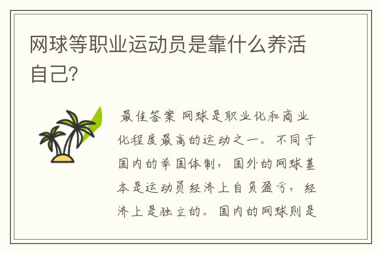 网球等职业运动员是靠什么养活自己?