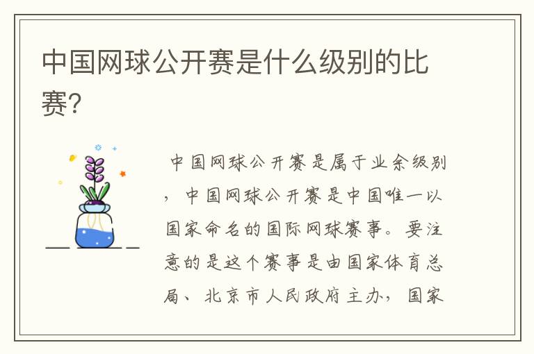 中国网球公开赛是什么级别的比赛?