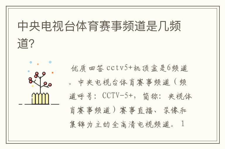 中央电视台体育赛事频道是几频道?