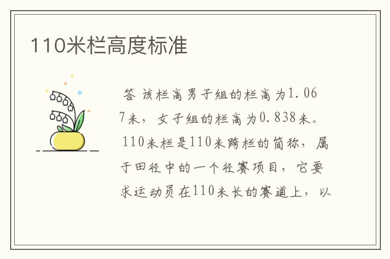 110米栏高度标准