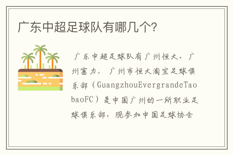 广东中超足球队有哪几个？