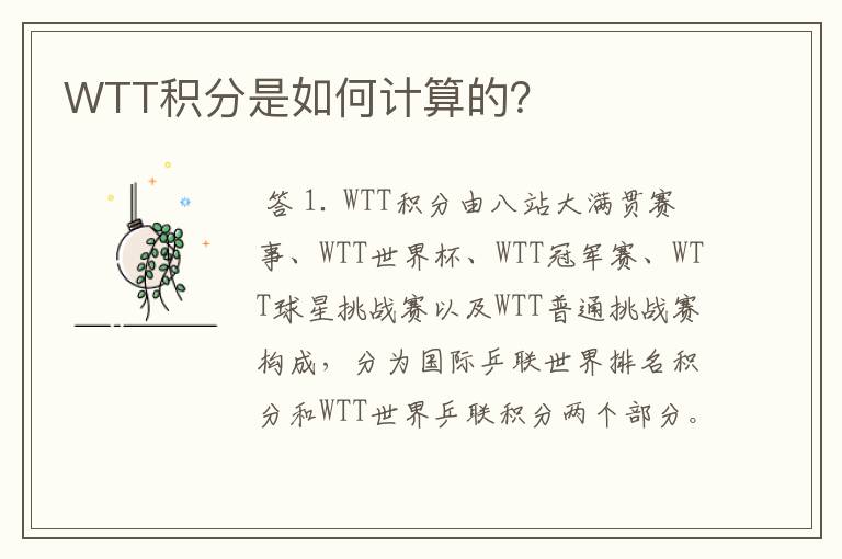 WTT积分是如何计算的?
