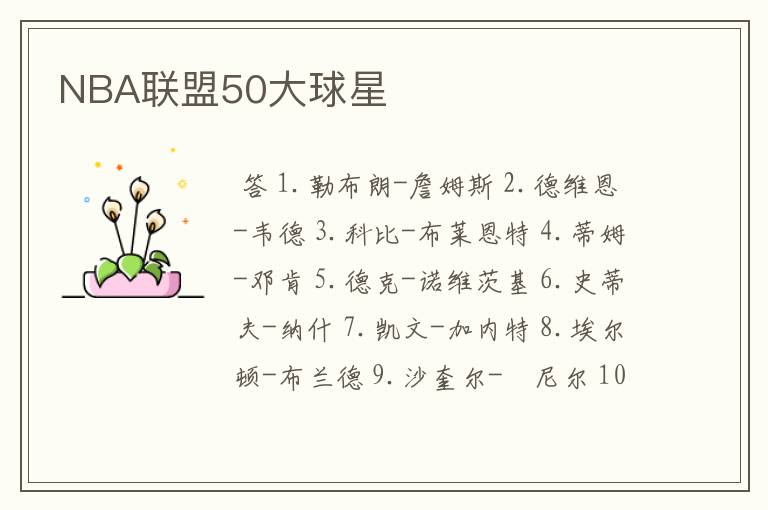 NBA联盟50大球星