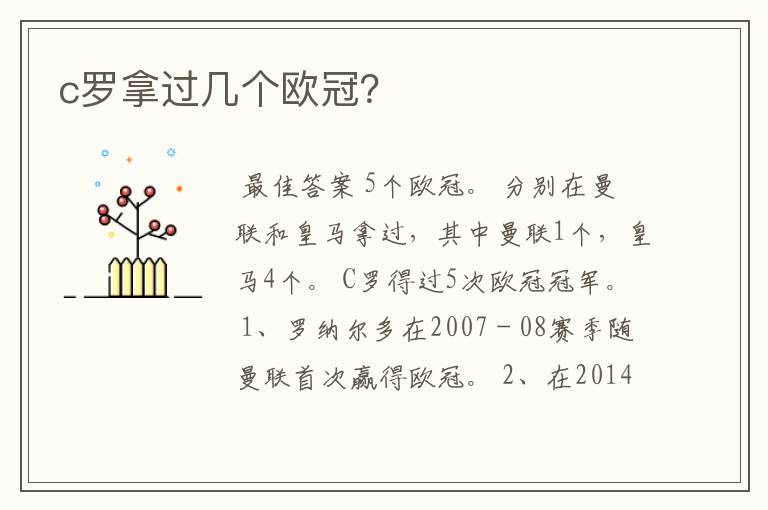 c罗拿过几个欧冠?