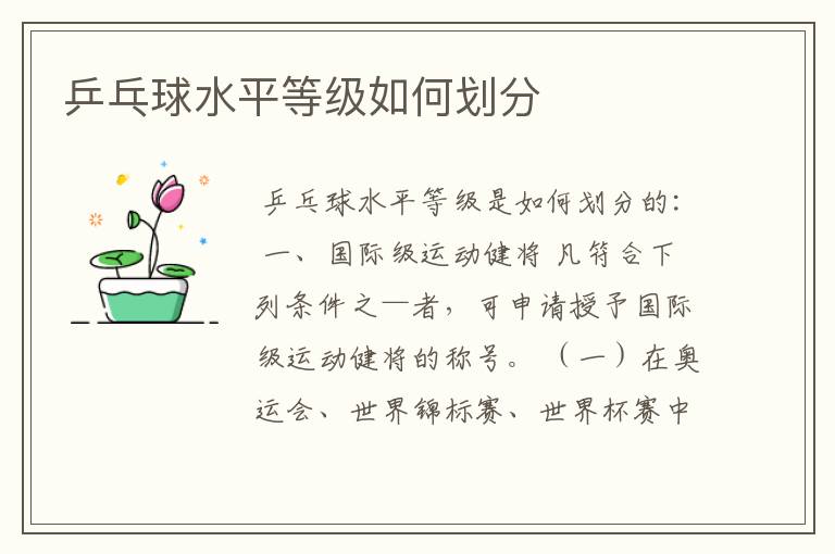 乒乓球水平等级如何划分
