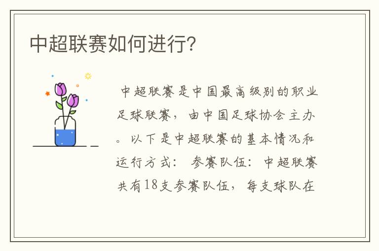 中超联赛如何进行?