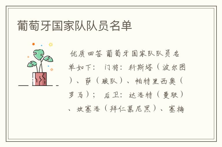 葡萄牙国家队队员名单