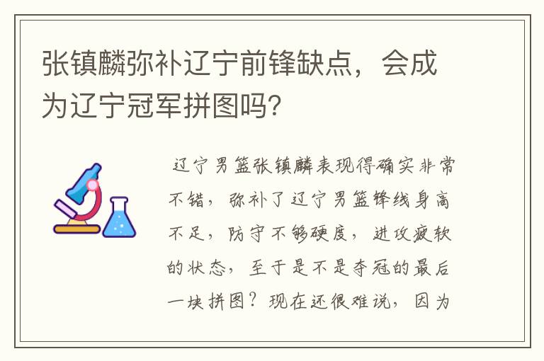 张镇麟弥补辽宁前锋缺点,会成为辽宁冠军拼图吗?